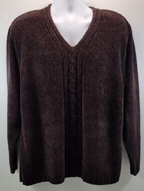 L) Women's Emily Rose Brown Pullover Soft Acrylic Sweater XL